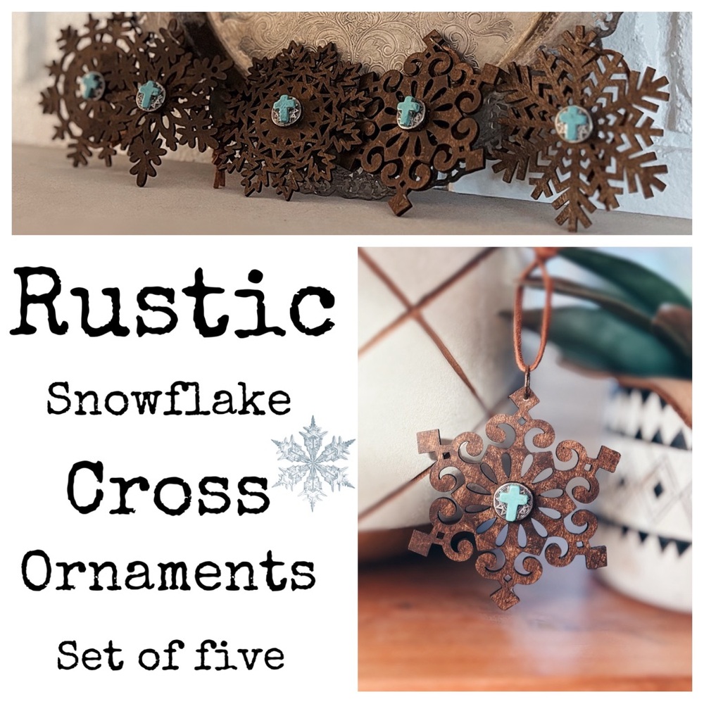 Ornaments / Rustic Snowflake Cross